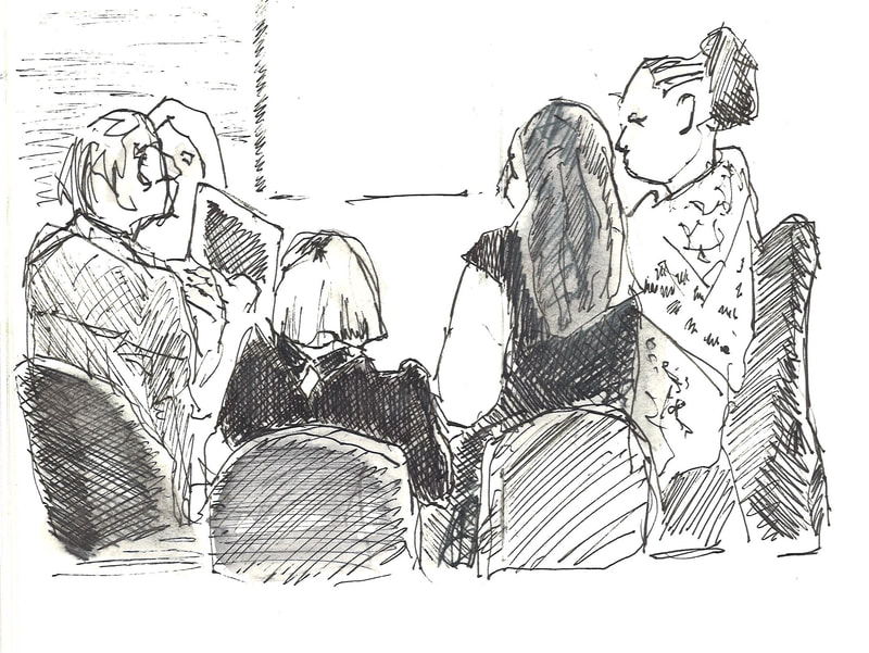 Illustration of participants discussing in a group